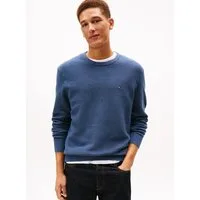 Tommy Hilfiger Rundhalspullover ESSENTIAL STRUCTURE CREW NECK mit Struktur und Label unifarben, casual, regular fit, Baumwolle, Rundhals