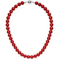 Schmuck Krone Perlenkette Kette aus Muschelkern-Perlen, rot, 45cm
