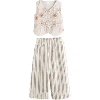 Next Top & Hose Bestickte Weste und Hose mit weitem Bein im Set (2-tlg)