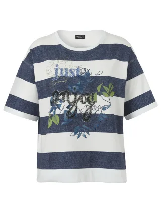 VIA APPIA DUE - Sweatshirt Rundhals 1/2 Arm Druck indigo multicolor - Gr. - 48