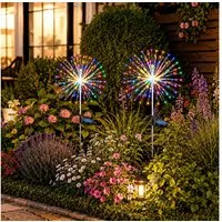 Fyrove LED Solarleuchte LED Solarleuchte Solarlampen Garten 420 LED Feuerwerk Solarleuchten, gartendeko, solarlampen für außen, Bunt, Warmweiß, Tageslichtweiß, Leuchtmittel, Wetterfest Pusteblume Solarlampen 8 Modi mit Erdspieß