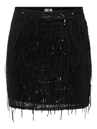ONLY - ONLSPACY SHORT SEQUINS SKIRT WVN CS Black - Gr. - S