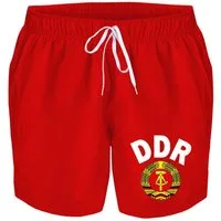 deinshirt Badehose Schwimmshorts DDR Ährenkranz mit Hammer und Zirkel Integrierter Netz-Slip, aufgesetzte Gesäßtasche mit Klettverschluss