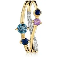 Firetti Kettenanhänger Schmuck Geschenk Gold 333 Halsschmuck Anhänger mehrreihige Optik, mit Amethyst, Saphir, Blautopas (behandelt), Zirkonia (synth)