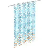 Eisl Duschvorhang Mosaik GRAU Breite 180 cm, waschbarer Antischimmel Vorhang (Höhe 200 cm), graues Mosaik-Design