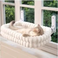 CheerPals Tierbett Fensterliege bis 18kg, faltbare Hängematte, Wendebezug, Polyesterfaser