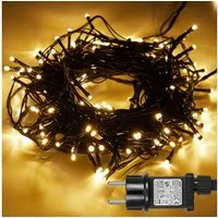 Sunicol LED-Lichterkette 5-100M lichterkette innen, USB/mit Stecker, Warmweiß, 200-flammig, Dimmbar, 8 Modi, Timer, für Weihnachten Garten Party