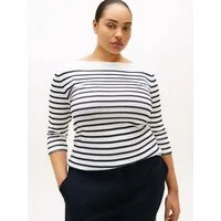 Tommy Hilfiger Curve T-Shirt CRV SLIM CODY BOAT-NK 3/4SLV in Großen Größen, 3/4 Ärmel, Logostickerei