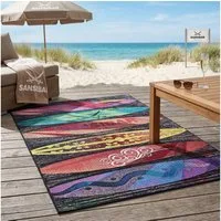Sansibar Teppich Rantum Beach SA-016, rechteckig, Höhe: 5 mm, Flachgewebe, modernes Design, Surfboards, In- und Outdoor geeignet