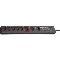 Secure-Tec Steckdosenleiste 8-fach anthrazit, 3 Meter, 19.500A Überspannungsschutz, 1 Main- und 5 Follow-Steckdosen
