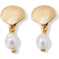 Aniston JEWELRY & WATCHES Paar Ohrstecker Schmuck Geschenk Edelstahl Ohrringe Muschel-Optik mit Zierperlen, Made in Germany - mit Perle (imitiert)