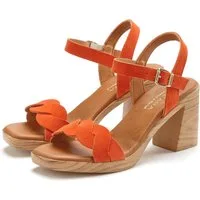 LASCANA Sandale, Sandalette, Sommerschuh Riemchensandalette aus weichem Leder mit Blockabsatz