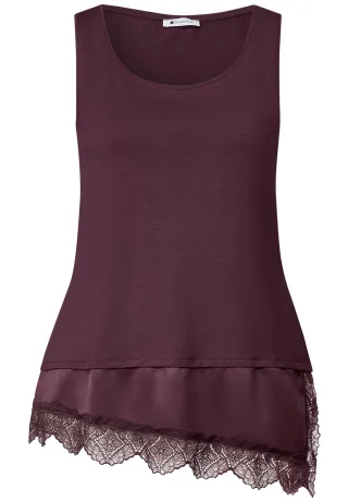 Street One - Top mit Rundhals und dekorativer Spitze rustic rouge - Gr. - 38