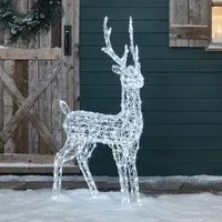 Lights4fun LED-Dekofigur LED-Rentier Hirsch M Swinsty, Weihnachtsbeleuchtung, Höhe: 120 cm