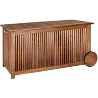 Casaria Auflagenbox, Holz 350L Deckel 160kg belastbar Räder Griff Innenplane Garten Akazie