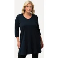 Ulla Popken Longshirt Longshirt Ziernähte A-Linie V-Ausschnitt 3/4-Arm