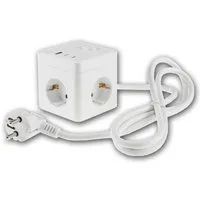 ChiliTec Steckdose Steckdosen-Würfel 3-fach mit USB-A&C & Schalter ws