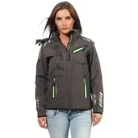 Geographical Norway Softshelljacke Damen Softshell Windbreaker Regen Outdoor Jacke in Unifarbe, mit abnehmbarer Kapuze, mit Stehkragen