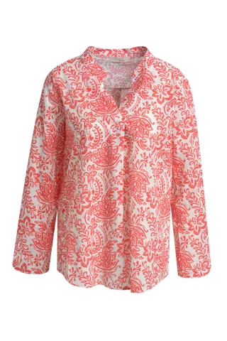 HeartKiss - Blouse V-Neck 3/4 Sleeves Red-White Print red print - Gr. - M