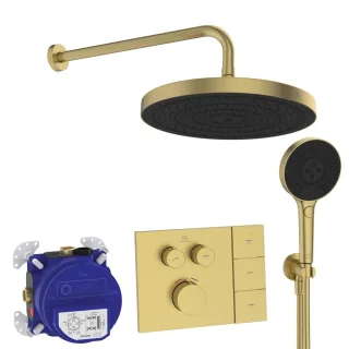 Ideal Standard Armaturen-Paket 01 Ceratherm Navigo Brausethermostat, KB, HB Brushed Gold, A7892A2 A7892A2