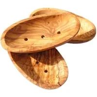 Olivenholz-erleben Seifenschale oval, große Seifenablage, Länge ca. 16 cm mit Rille auf der Rückseite, Breite: 16 cm, 1-St., Natürlich schön – ein Blickfang mit mediterranem Charakter