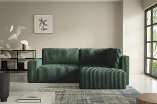 Ecksofa mit Schlaffunktion NATALIA XL in Stoff Tilia Grün Ottomane Rechts