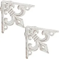 relaxdays Wandregalhalter Regalwinkel Gusseisen antik 2er Set, 2-tlg., weiß