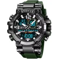 Tidy Quarzuhr Stryve Sportuhr Wasserdichte Digital-Analoge Militär Uhr Silikon