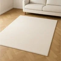 TaCa Home Teppich Kurzflor-Teppich Uni, rechteckig, Höhe: 9 mm, Wohnzimmer Schlafzimmer Esszimmer, creme - 60 x 120 cm