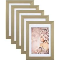 IDEAL TREND Bilderrahmen 5er Pack Holz Bilderrahmen Foto Plexi Rahmen Acryl Collage Wanddeko Po, für 5 Bilder (5 St), Natürliche Holzmaserung sichtbar, leichte Farbabweichungen möglich