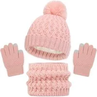 Cachito Mütze & Schal Kinder Wintermütze Schal Handschuhe Set Kindermütze Strickmütze Kinder Mütze Schal Set