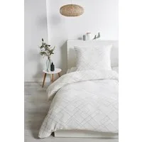 Primera Bettwäsche Bio Crepe Mosaik, Seersucker, 2 teilig, mit feinem Linienmuster
