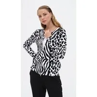 Passioni Strickjacke mit abstraktem Animal-Print