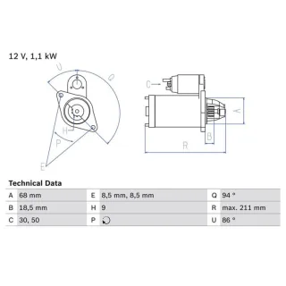Bosch Anlasser 1,1 kW 0986018350 Daewoo Rezzo Opel Astra Vectra Zafira 1,8