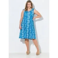 Ulla Popken Jerseykleid Midikleid Fische V-Ausschnitt ärmellos