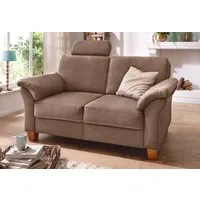 OTTO home 2-Sitzer Borkum, B: 156 cm, Federkern-Polsterung, Landhausstil, Sitzhöhe 46 cm, Kopfstützen nachrüstbar, Wellenunterfederung, Massivholzfüße