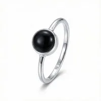 mantraroma Silberring SAMA rund aus 925 Silber mit Onyx (Ring mit Schmuckbeutel), Damenring aus 925er Silber