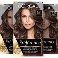 L'ORÉAL PARIS Coloration PRÉFÉRENCE HAARFARBE, Packung, 3-tlg., dauerhafte Haarcoloration mit 100% Grauabdeckung