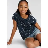 KangaROOS T-Shirt Allover-Muster Kurzarm, bequeme Passform, aus Jerseystoff, elastisches Material