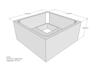 Neuesbad Wannenträger für Bette flach 70x70x15 SD21090