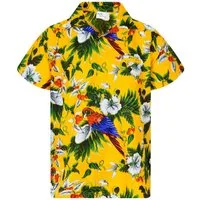 King Kameha Hawaiihemd "Cherry Parrot" Funky Hawaiihemd Herren Kurzarm Fronttasche Sommerhemd