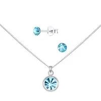 ALEXANDER YORK Schmuckset Kette mit Anhänger, Ohrstecker, SOLITÄR aqua, 4-tlg.