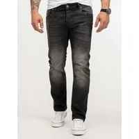Lorenzo Loren Regular-fit-Jeans Herren Jeans Stretch Schwarz LL-4005