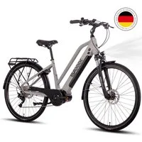 SAXXX E-Bike Trekkingrad 28 Zoll Elektrofahrrad für Alltag und Touren, 10 Gang SHIMANO Deore Schaltwerk, Kettenschaltung, Mittelmotor, 522 Wh, (mit abnehmbarem Akku mit Schloss vormontiert zu 95), Komfortabel fahren mit starkem Akku und LED-Licht