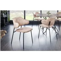 riess-ambiente Armlehnstuhl VOGUE champagner greige / schwarz (Einzelartikel, 1 St), Esszimmer · Samt · Metall · mit Armlehne · Retro Design