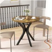 HOMCOM Esstisch Kaffeetisch Spider-Stahlgestell für Küche Esszimmer (Esszimmertisch, 1-St., Runder Küchentisch), für 2 Personen, Ø78 x 75 cm, Rustikales Braun