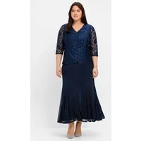 Sheego Etuikleid Abendkleid Ärmellos mit floraler Spitze