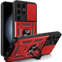 betterfon Handyhülle Panzerhülle für Samsung Galaxy S24 Ultra mit Kameraschutz & Ringhalter, Outdoorhülle mit Smartstand und Silikonkern