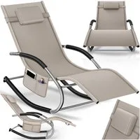 tectake Gartenliege ergonomische Sonnenliege, Belastbarkeit 120 kg, 62 x 146 x 92 cm, Balkonliege Taya, 1 St., für Außen in Beige, gepolstert, atmungsaktiv, wasserabweisend, mit Aufbewahrungstasche