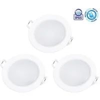 Aigostar LED Einbauleuchte 3er Set 4.8W LED Einbauspot Einbaustrahler Spot schwarz weiß IP65, 3er Set, 4.8w 520 Lumen, Kaltweiß, Rahmenfarbe Weiß, Lochmaß: 68mm